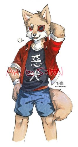 狗狗拟人状态动漫插画手绘图片 马克笔上色人物