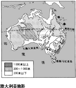 读澳大利亚地形分布图.回答:(1) 线穿过中部,西部是 .