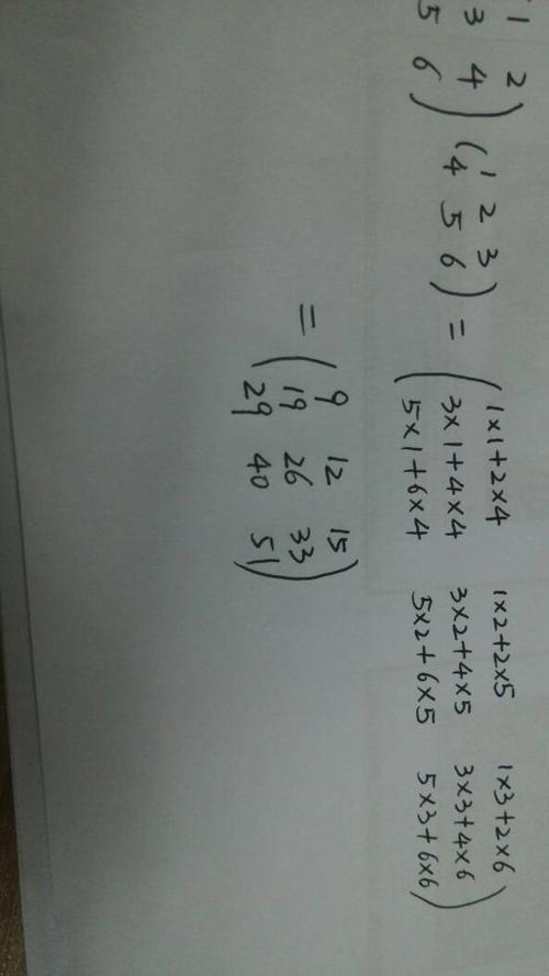 如图,矩阵的乘法,求手写过程,谢谢!