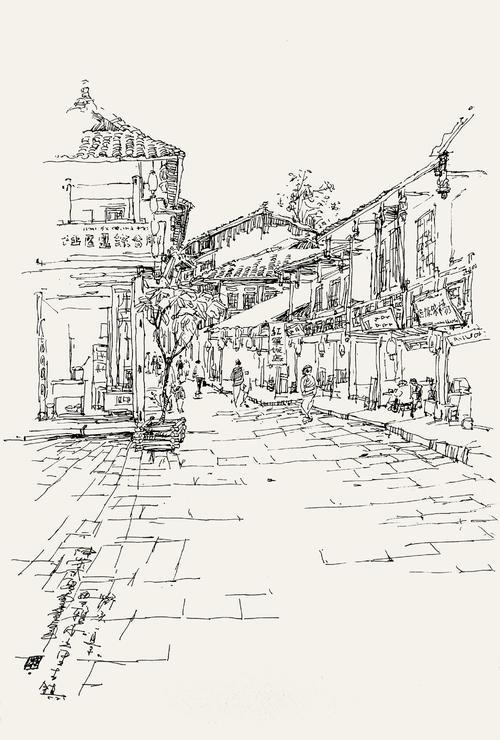 紫阳古街简笔画