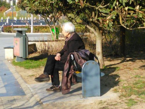 公园里小憩的老人