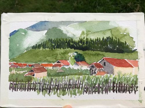 小山村写生_写生_长白山景区_水彩画_风景_户外_水彩_文化_绘画