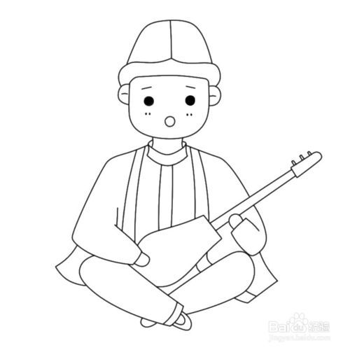 简笔画-如何画q版柯尔克孜族男孩的简笔画