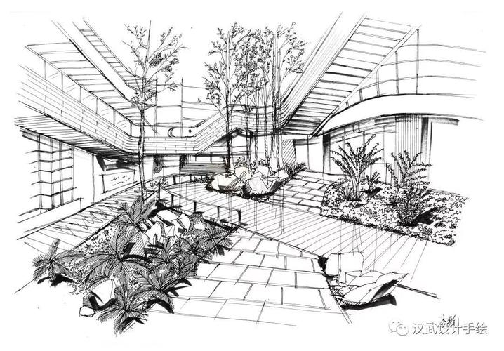 环艺手绘静态写生优秀作品分享|空间|景观设计|汉武手绘 - 原创作品