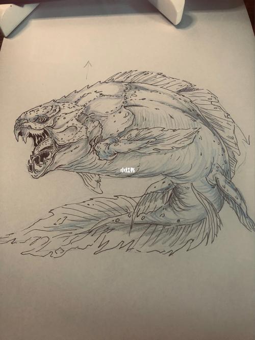 邓氏鱼速写_速写_邓氏鱼_文化_绘画