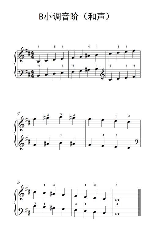 b小调音阶 和声 儿童钢琴练习曲 钢琴谱 简谱