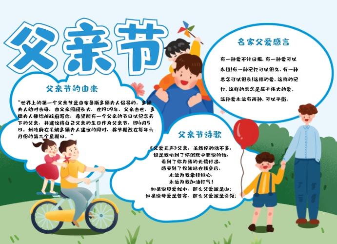 父亲节爸爸卡通小报手抄报
