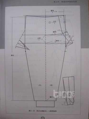 转载保暖内衣裁剪方法之男士保暖长裤裁剪图