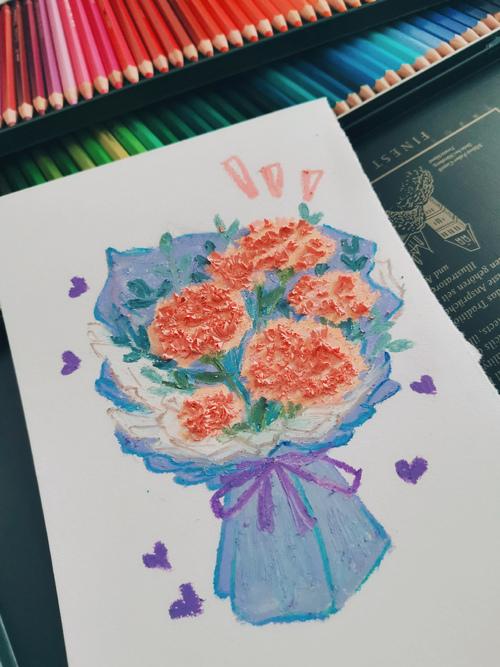 油画棒 康乃馨 立体初尝试