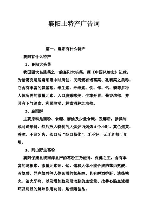 襄阳土特产广告词.doc
