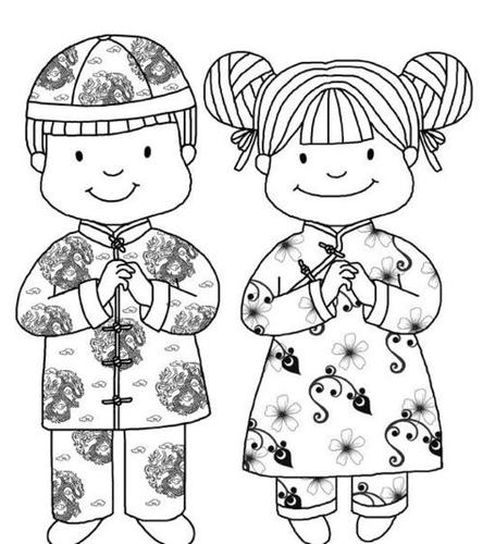 小朋友们过新年简笔画