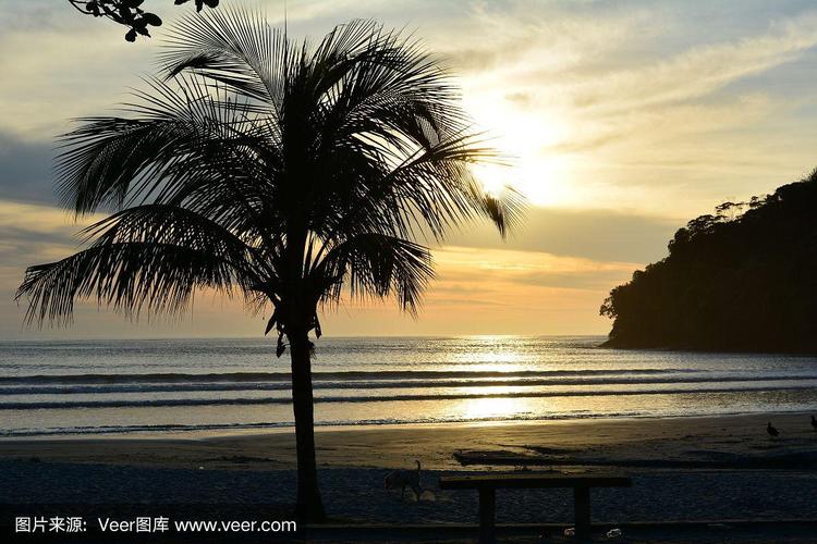 sunrise on the beach of pereque au in ubatuba, brazil.