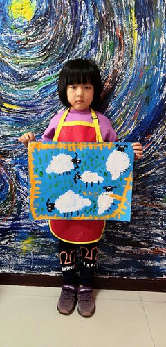 水粉画"小羊肖恩和它的伙伴"