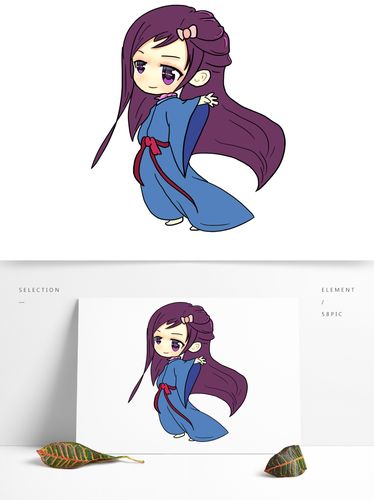 原创手绘q版全身可爱漂亮的女生png格式图片素材(psb)