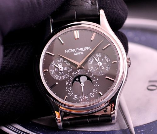 稀少灰面pt950铂金 patek philippe 百达翡丽5140p-017 万年历 自动