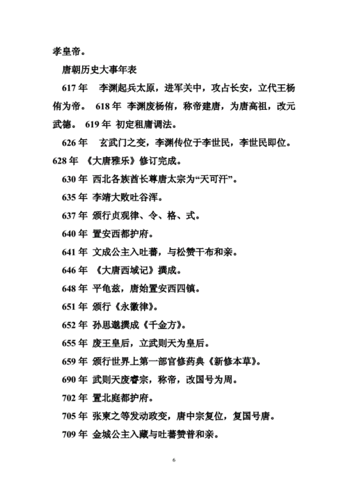 中国唐朝大事年表(精选5篇).doc
