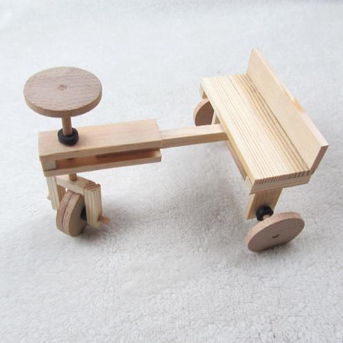 diy手工作品 科技小制作樟子松木材质木质三轮车 小木车手工小车