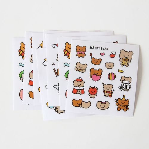 贴纸0415韩系ins简约可爱丑丑熊手账diy封口贴纸