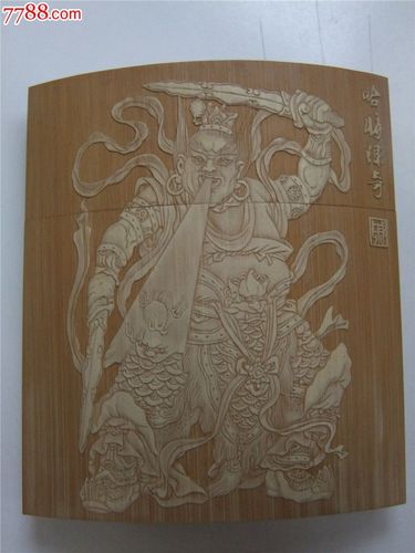 留青竹刻烟盒:《哼哈二将》戚有良作品!