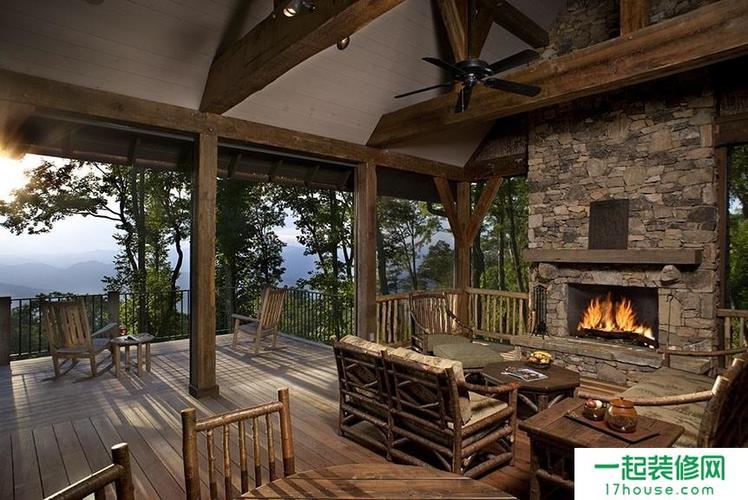 古朴怀旧风格阳台别墅装修效果图