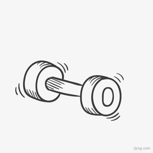 卡通简约黑白插画小清新杠铃