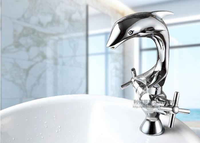 经典可爱海豚瀑布面盆水龙头 冷热创意艺术盆龙头 全铜