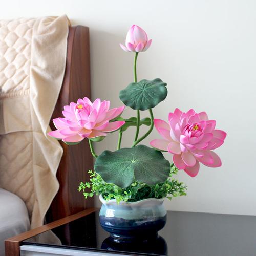 2022生态家居同款仿真荷花荷叶室内摆件客厅装饰花摆设供佛花莲花佛前