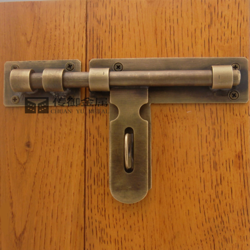 中式明装仿古纯铜大插销木门全铜门栓户外门锁扣花园复古黄铜门闩