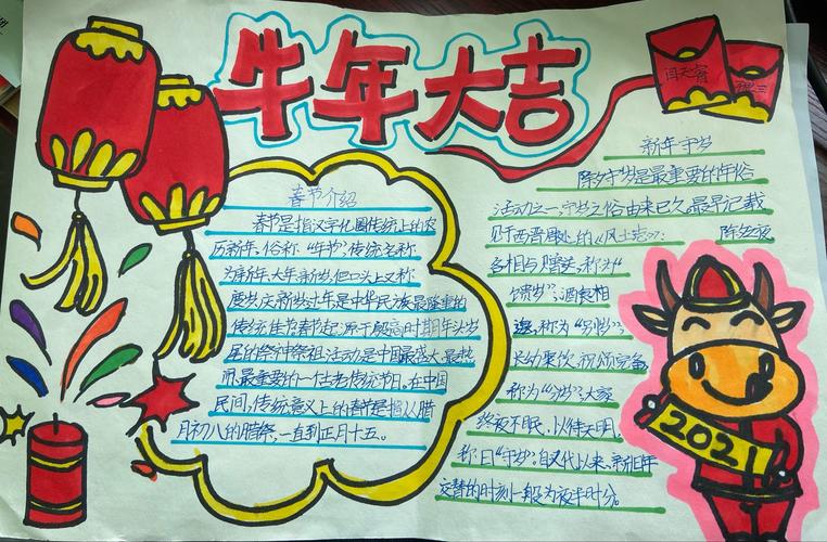 小手绘新春——以"春节"为主题手抄报展示