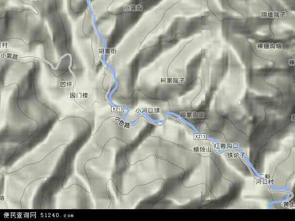 中国陕西省商洛市山阳县小河口镇地图(卫星地图)