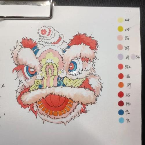 马克笔单体练习––舞狮_马克笔_舞狮_考研_设计_手绘