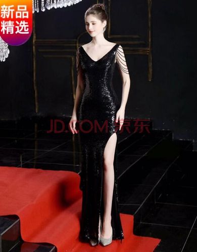 新款高端晚礼服裙女2021新款亮片修身长款高贵气质女王气场宴会连衣裙