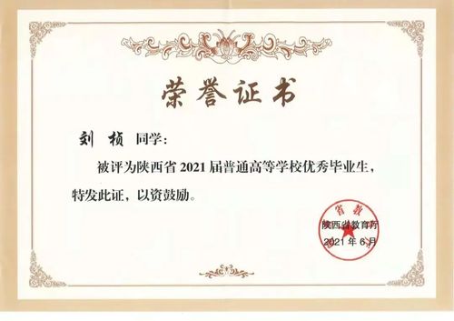 我中心毕业生刘桢荣获陕西省优秀毕业生称号