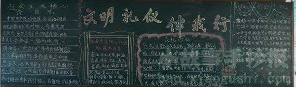 文明礼仪黑板报,与文明同行