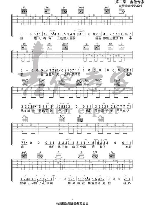 小王- 毛不易 - 吉他谱 - chord4