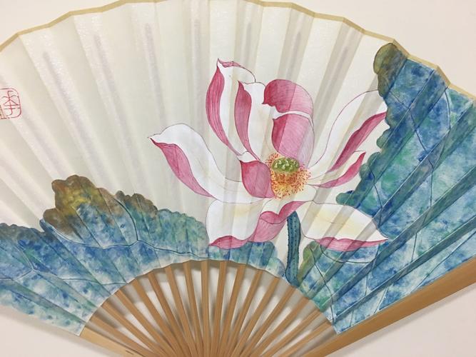 荷花 折扇