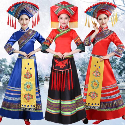 女成人壮族服饰广西壮族舞蹈服三月三壮族表演服装少数民族演出服