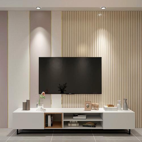 实木网红格栅背景墙简约凹凸卧室客厅电视装饰板原木板