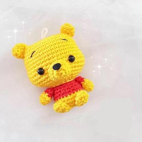 钩针编织毛线玩偶diy_toypw钩针编织手工diy材料包维尼熊玩偶钥匙挂件