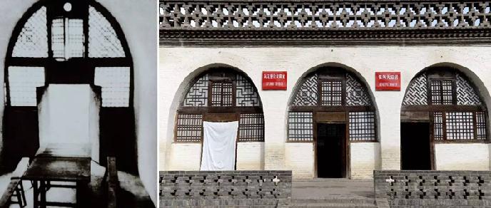 瓦窑堡会议旧址(左图为延安革命纪念馆资料照片,右图为新华社记者