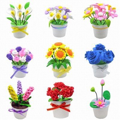 儿童手工花盆diy粘土材料包 彩泥橡皮泥花朵盆栽植物花制作
