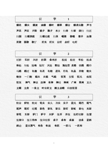 苏教版二年级上册1_4单元掌握组词.doc