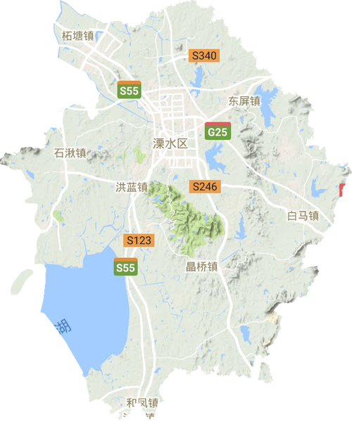 溧水区高清地形地图,溧水区高清谷歌地形地图