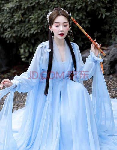 仙飘逸古风白娘子同款芸溪汉服古装襦裙薄纱仙气女夏时尚新品 浅蓝色