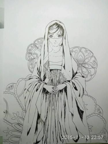 面纱女人简笔画