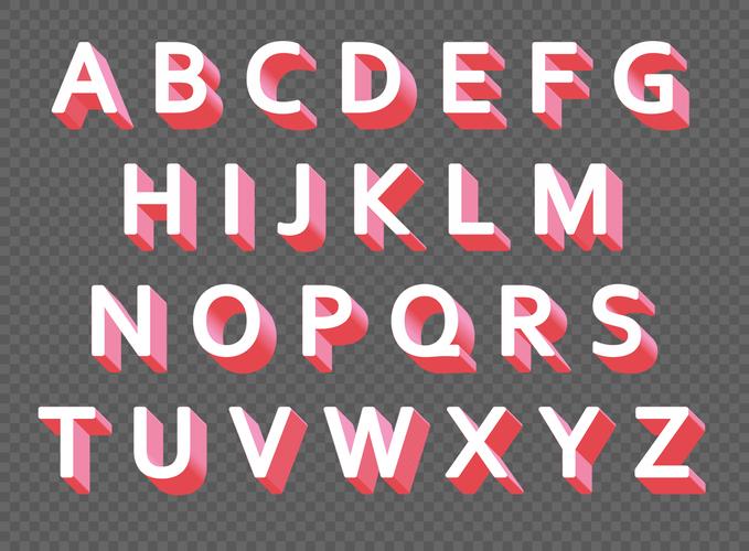 粉色立体英文字母元素素材psd格式_设计素材免费下载_vrf高清图片