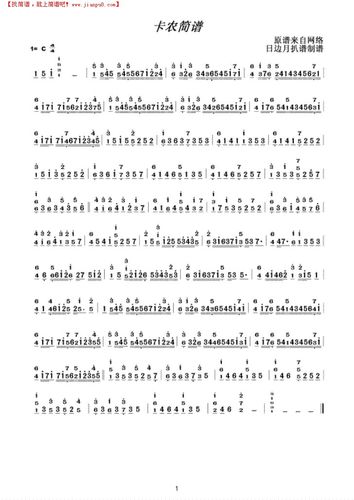 谁有卡农数字版的钢琴谱