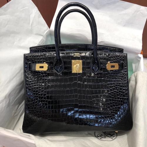 爱马仕鳄鱼皮铂金包价格 hermes birkin bag 30 亮面倒v 澳洲湾鳄ck89