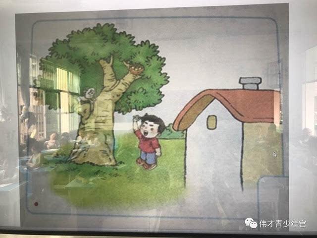 二年级看图写话 二年级 曾凌菲 小明家门口的大树上有一个鸟巢,里面