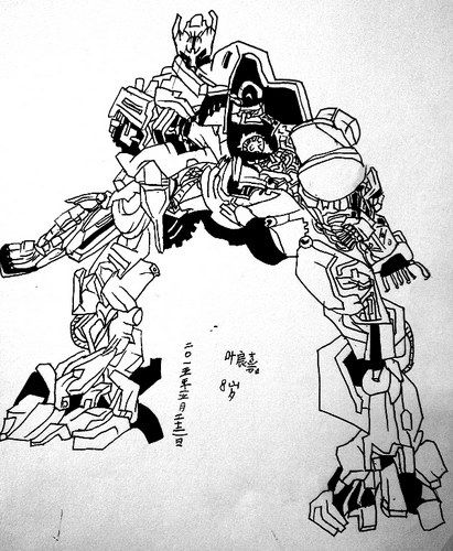 铜奖线描作品画-《机器人》